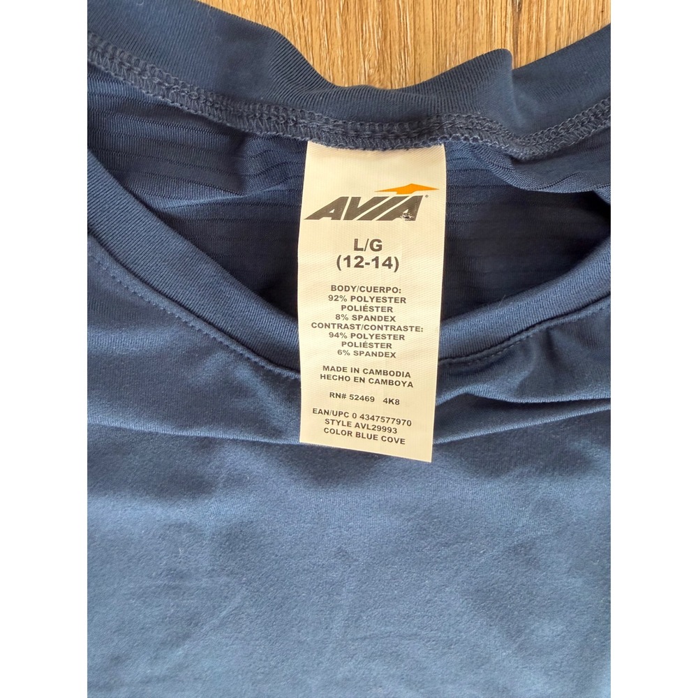 Avia Activewear Top Women L Blue Cove Short Sleeve Mesh Performance Shirt NEW - Picture 2 of 5